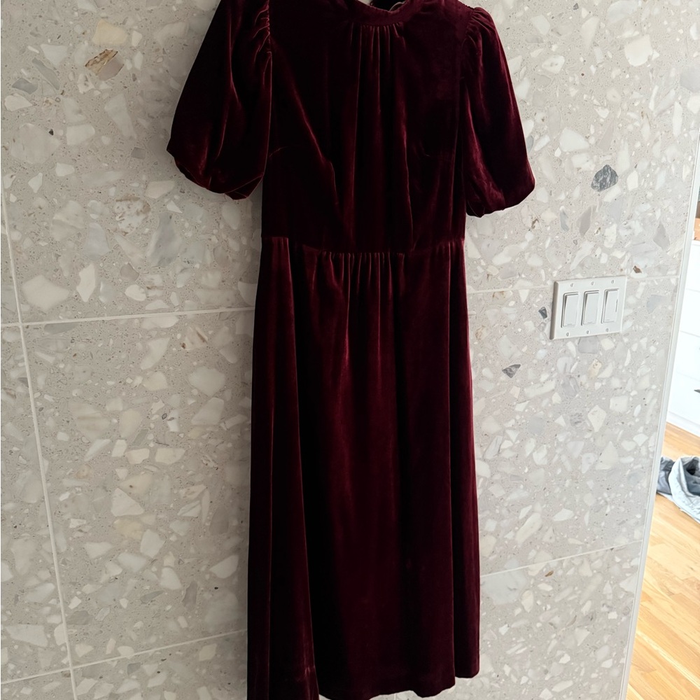 Boden High Neck Velvet Dress - Cabernet